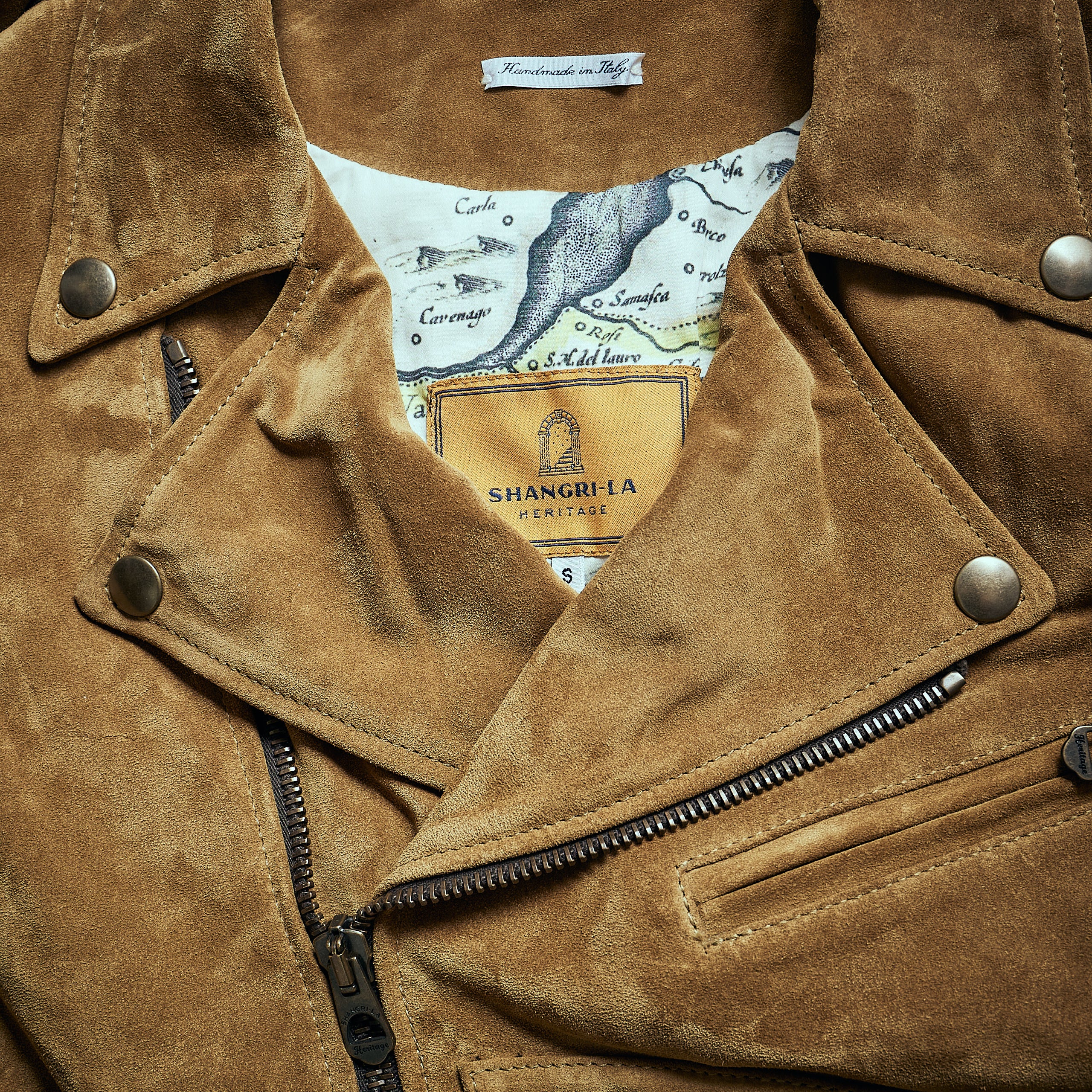 Shangri La Heritage “Chiodo” Golden Suede Leather Jacket