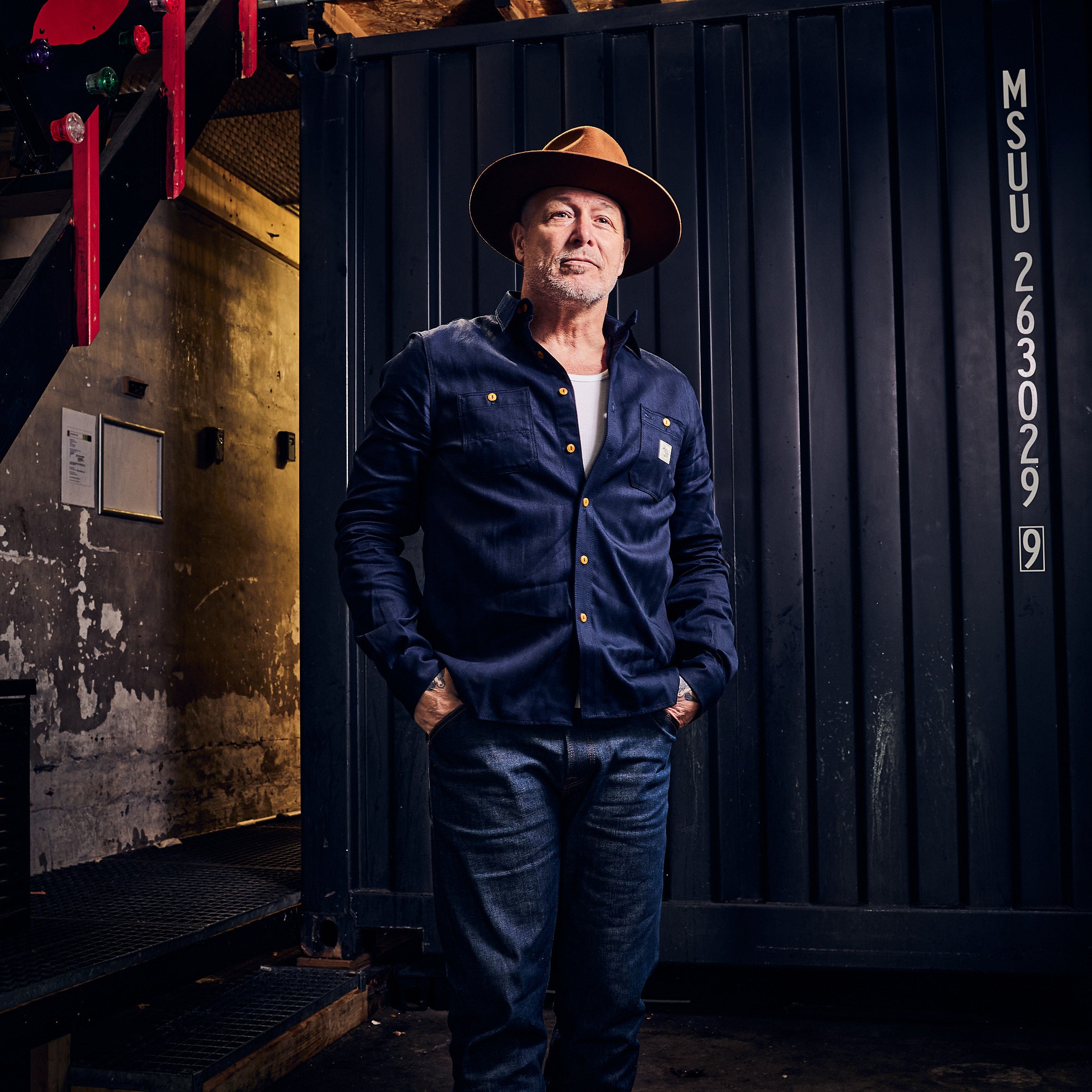 Hen's Teeth Italy - Herringbone Work Shirt - Indigo Blue Raw