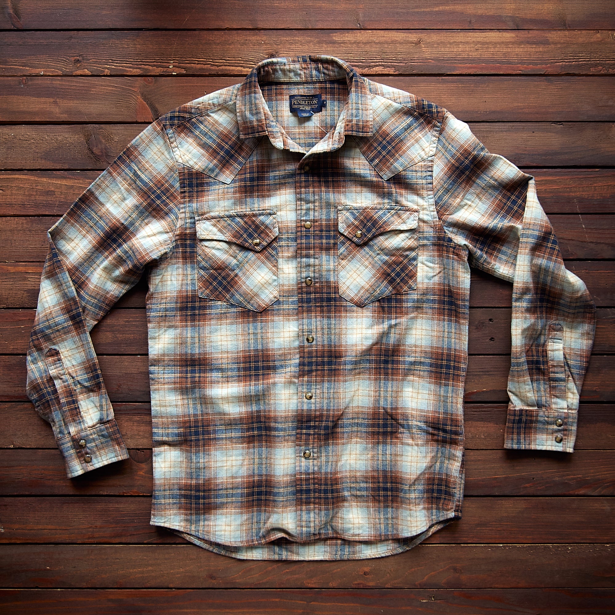 Pendleton - WYATT SHIRT - Brown/Blue