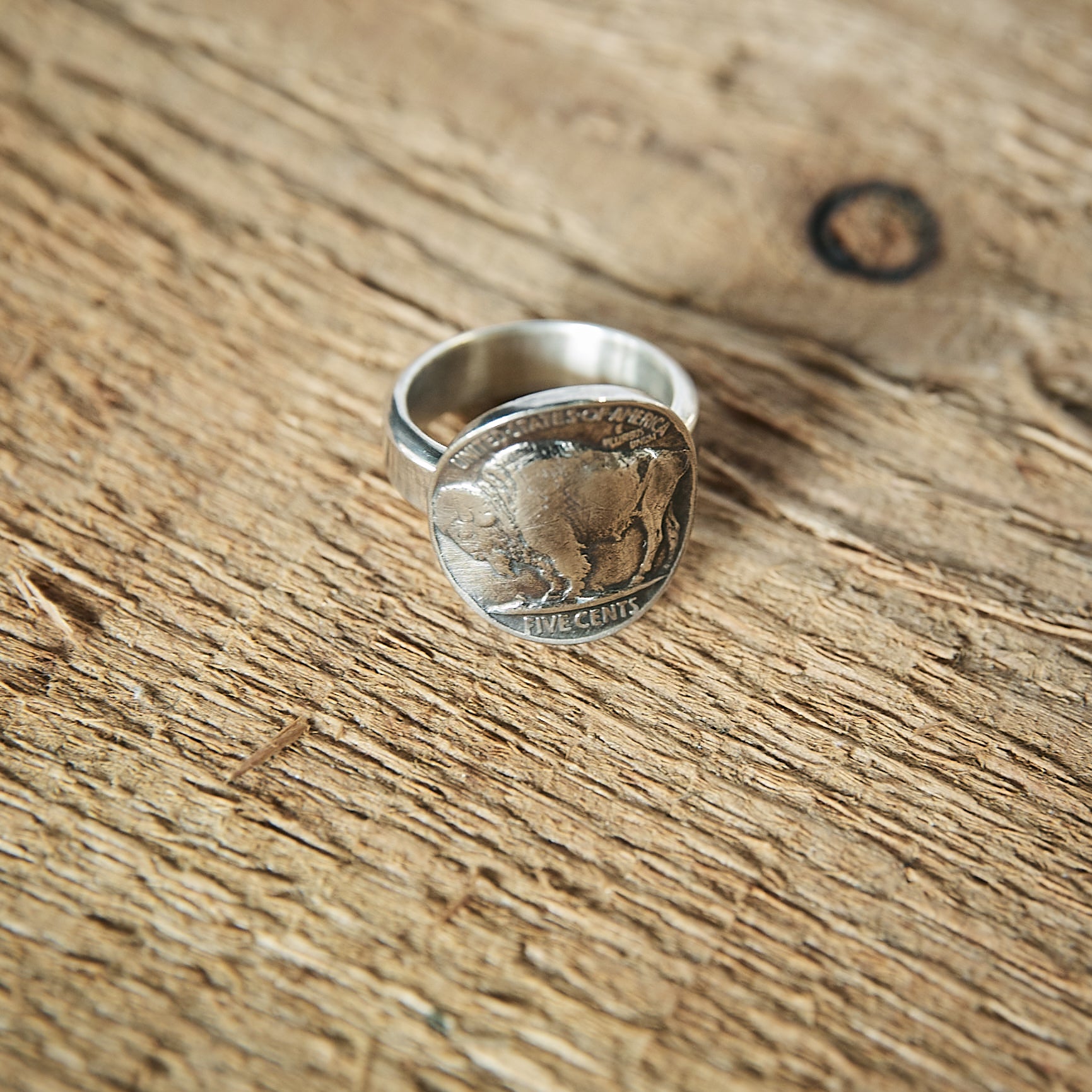 SØLVRING - Silver 5 cent Ring "Tails - Buffalo
