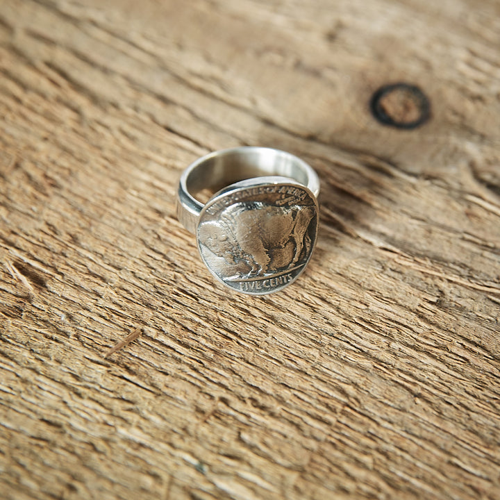 SILVER RING - Silver 5 cent Ring"Tails - Buffalo