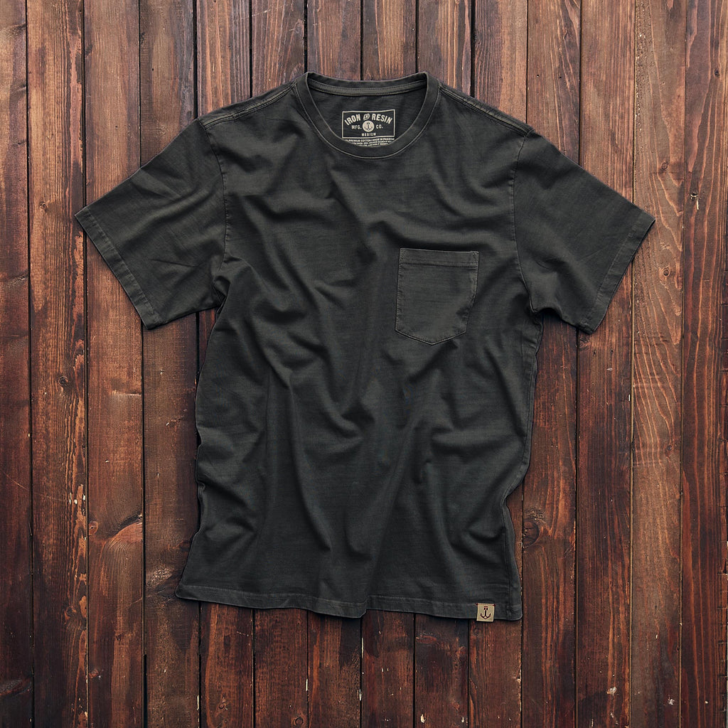 Iron & Resin - Faded Pocket Tee - Charcoal Black
