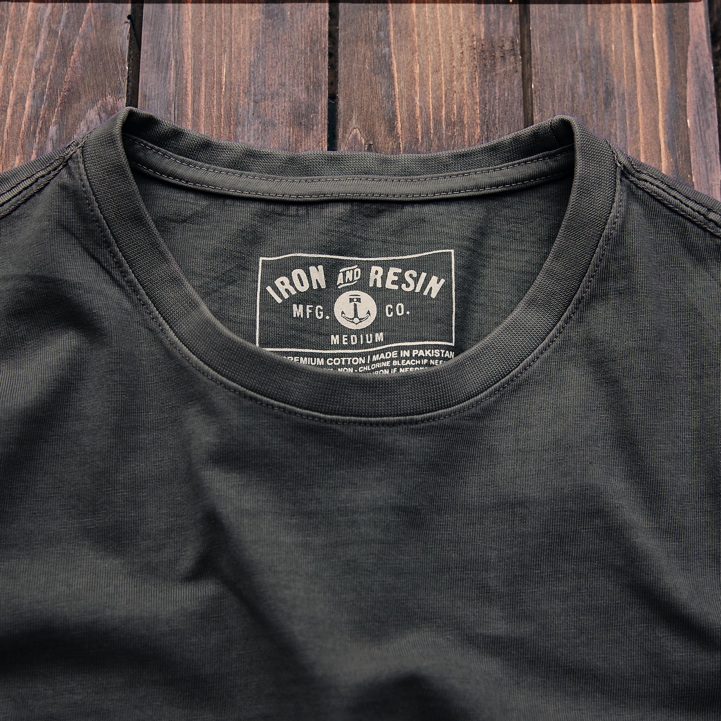 Iron & Resin - Faded Pocket Tee - Charcoal Black