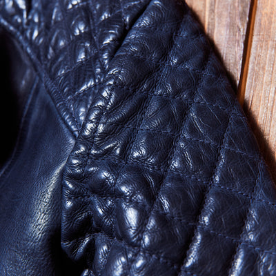 Deus Ex Machina - Lightning Leather Jacket - Dark Blue