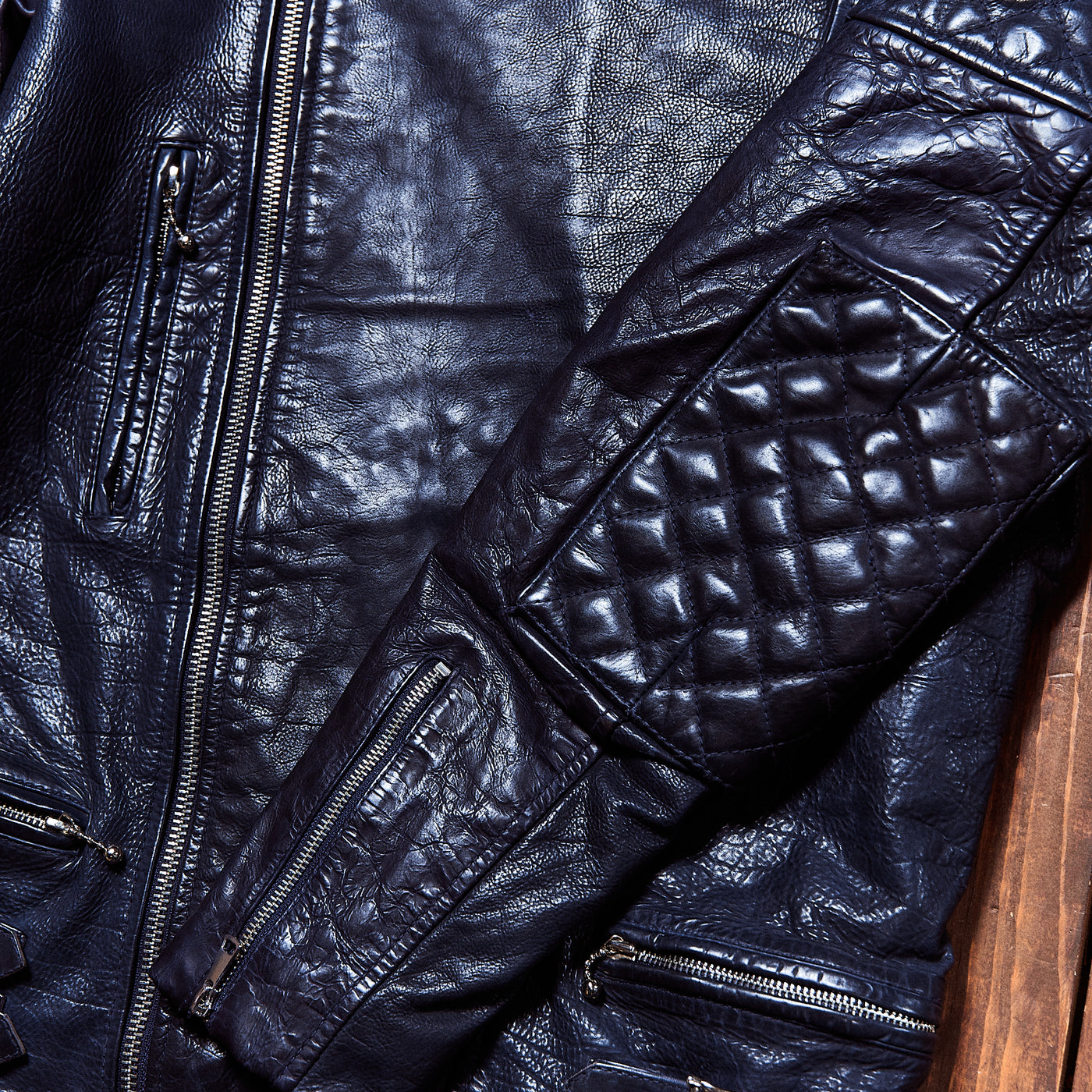Deus Ex Machina - Lightning Leather Jacket - Dark Blue