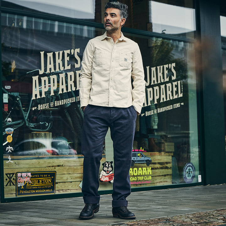 Hen's Teeth Italy - Herringbone Work Shirt - Raw White V2