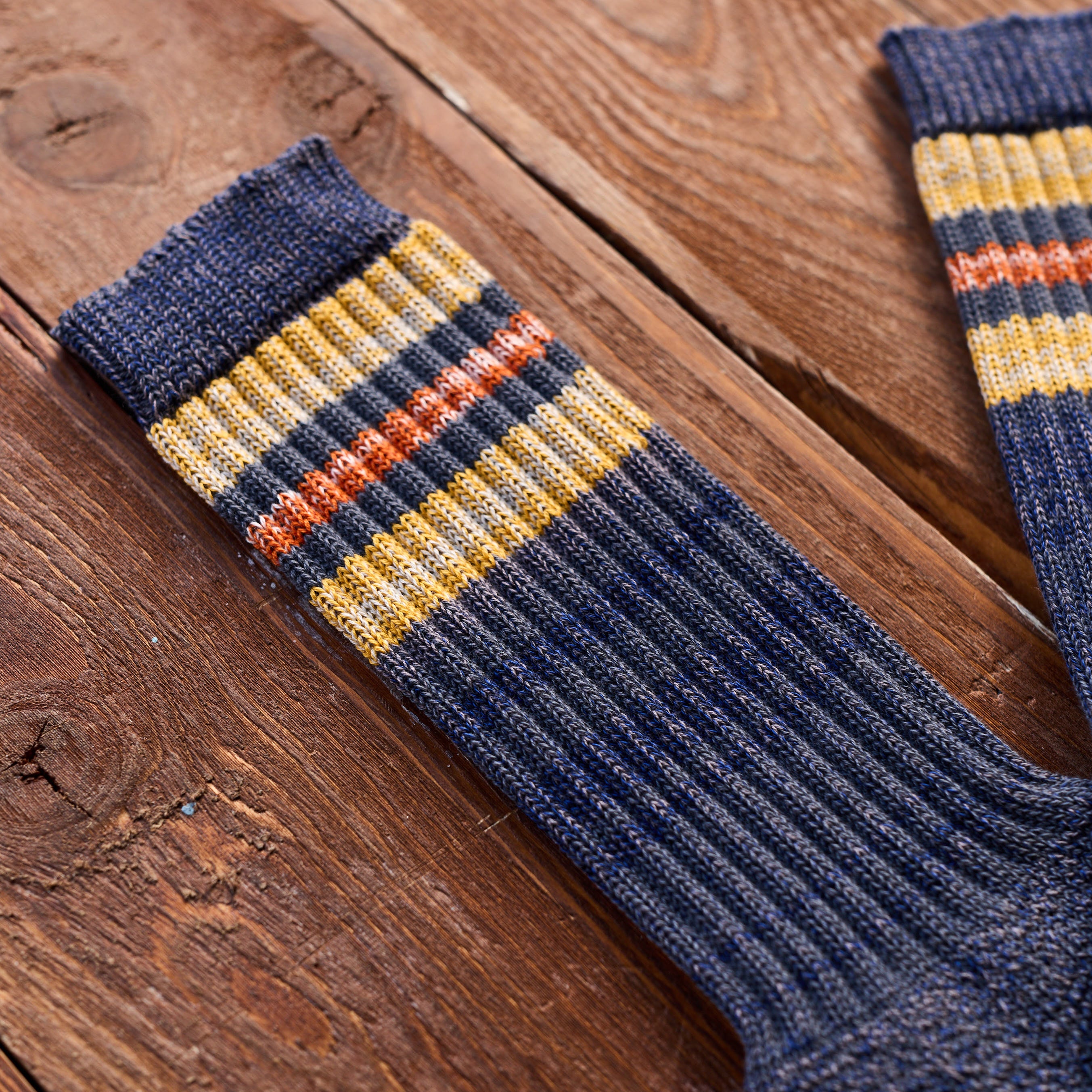 Nigel Cabourn - Border Socks - Bomuld - Blå