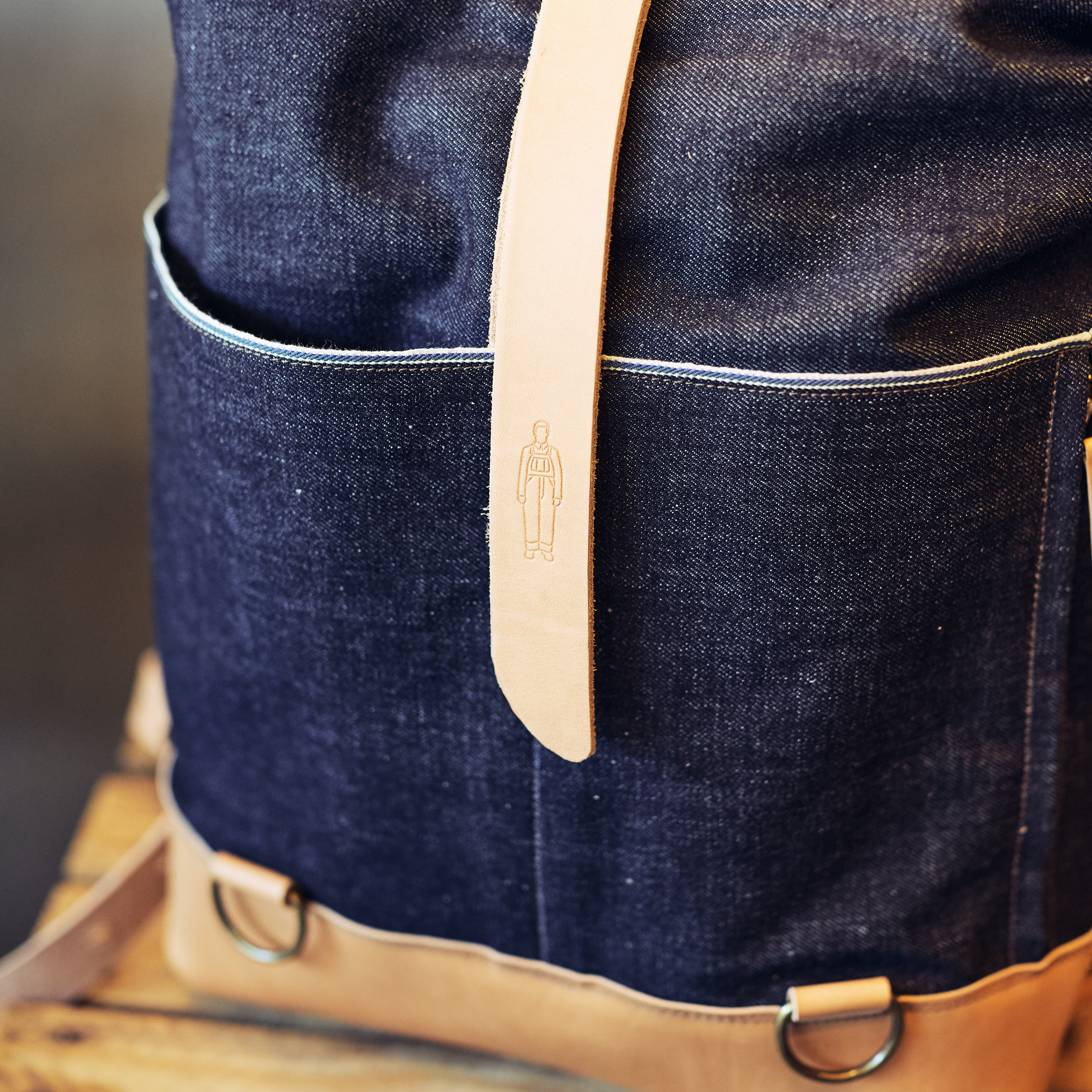 Kalos & Sons - Denim/læder rygsæk