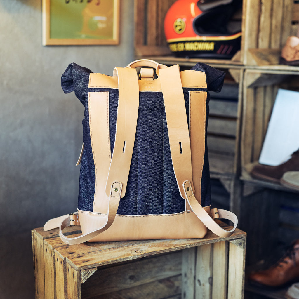 Kalos & Sons - Denim/læder rygsæk