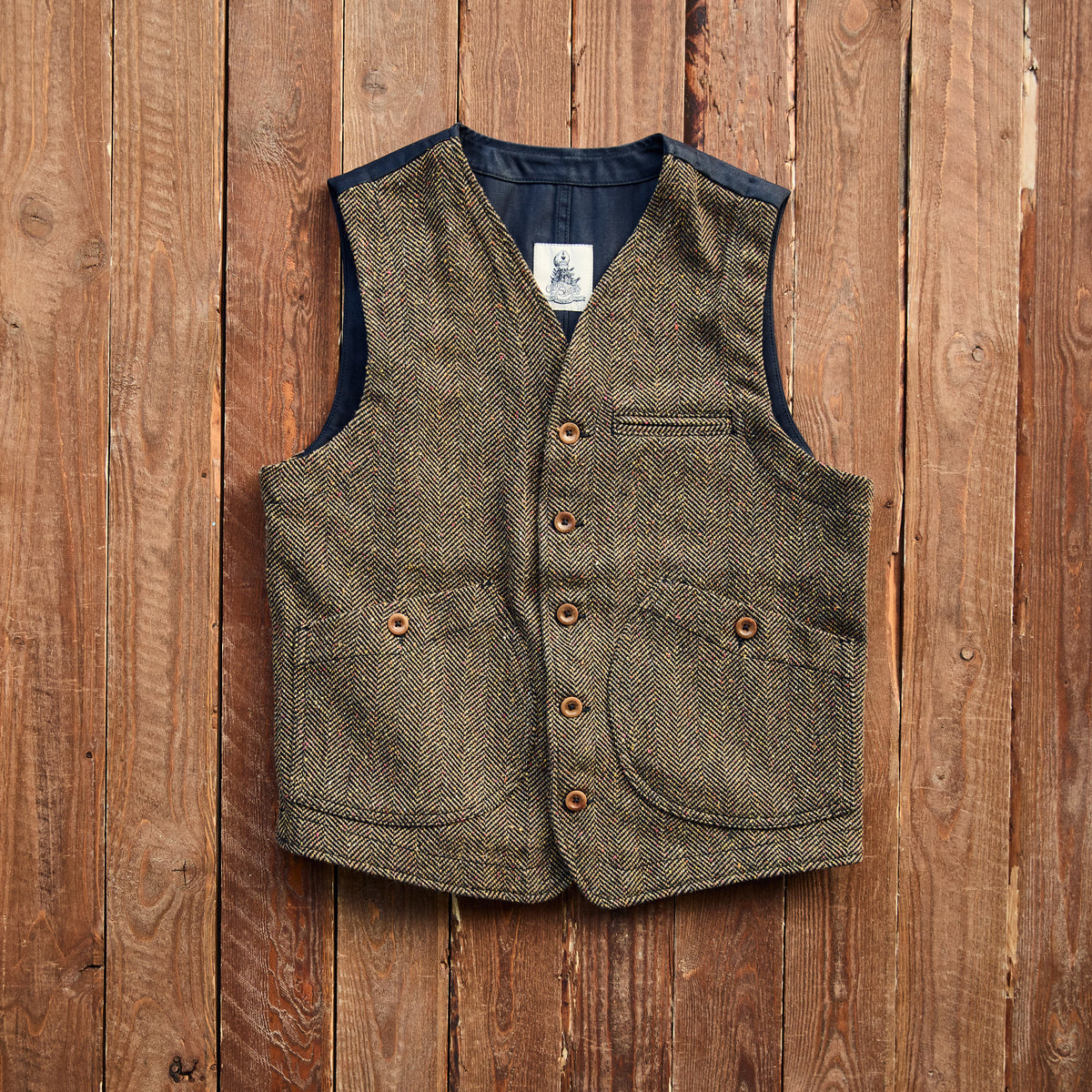Captain Santors - Wool Vest - Brown/Yellow