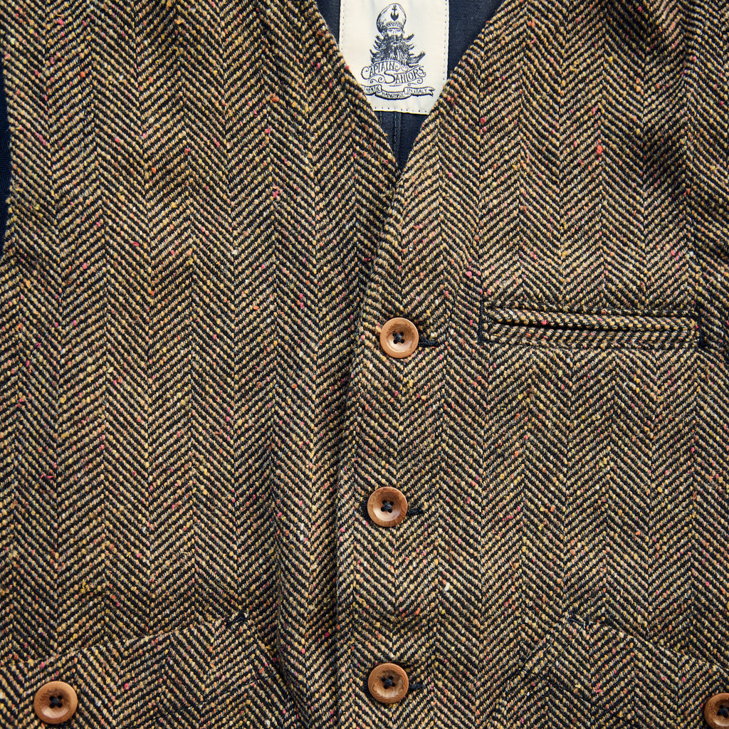 Captain Santors - Wool Vest - Brown/Yellow