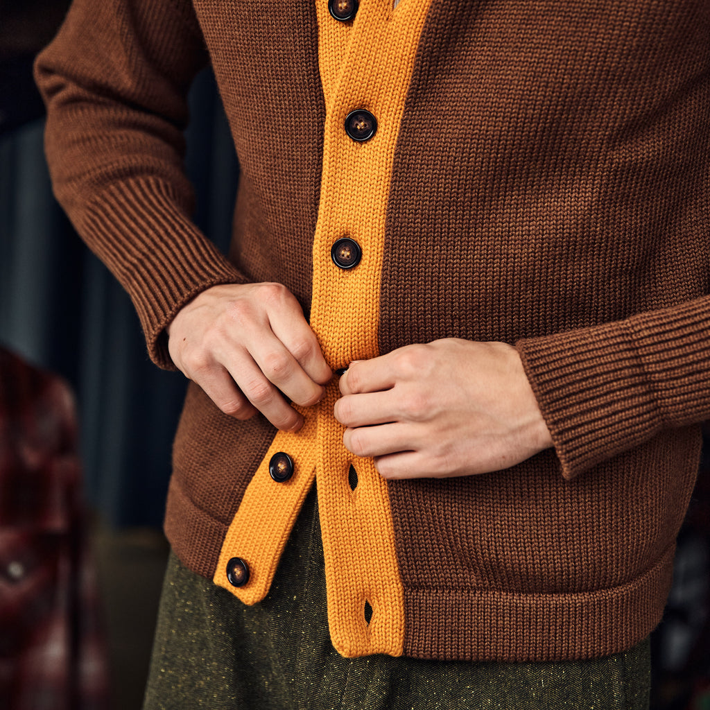 Captain Santors - Wool Collage Cardigan - BROWN
