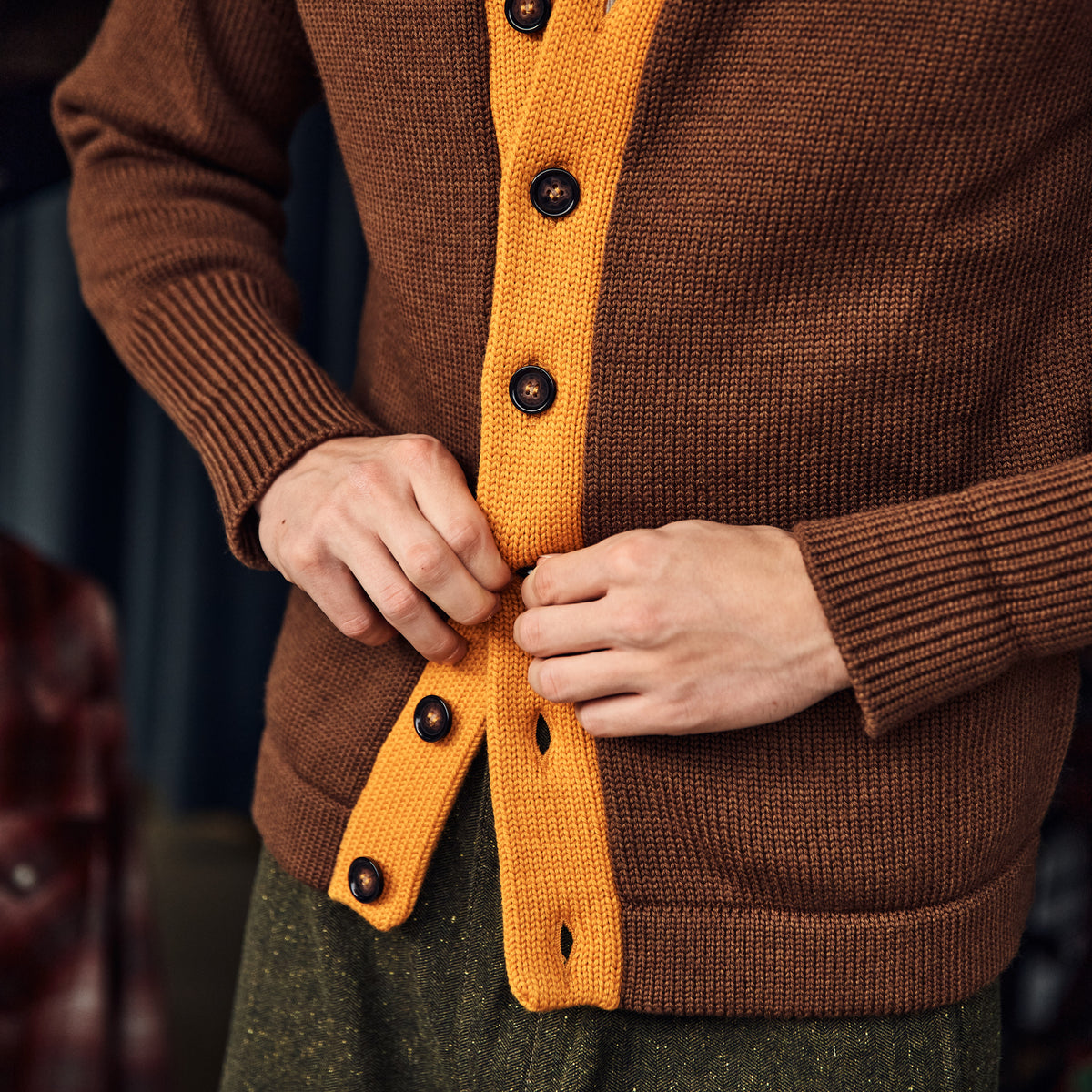 Captain Santors - Wool Collage Cardigan - BROWN