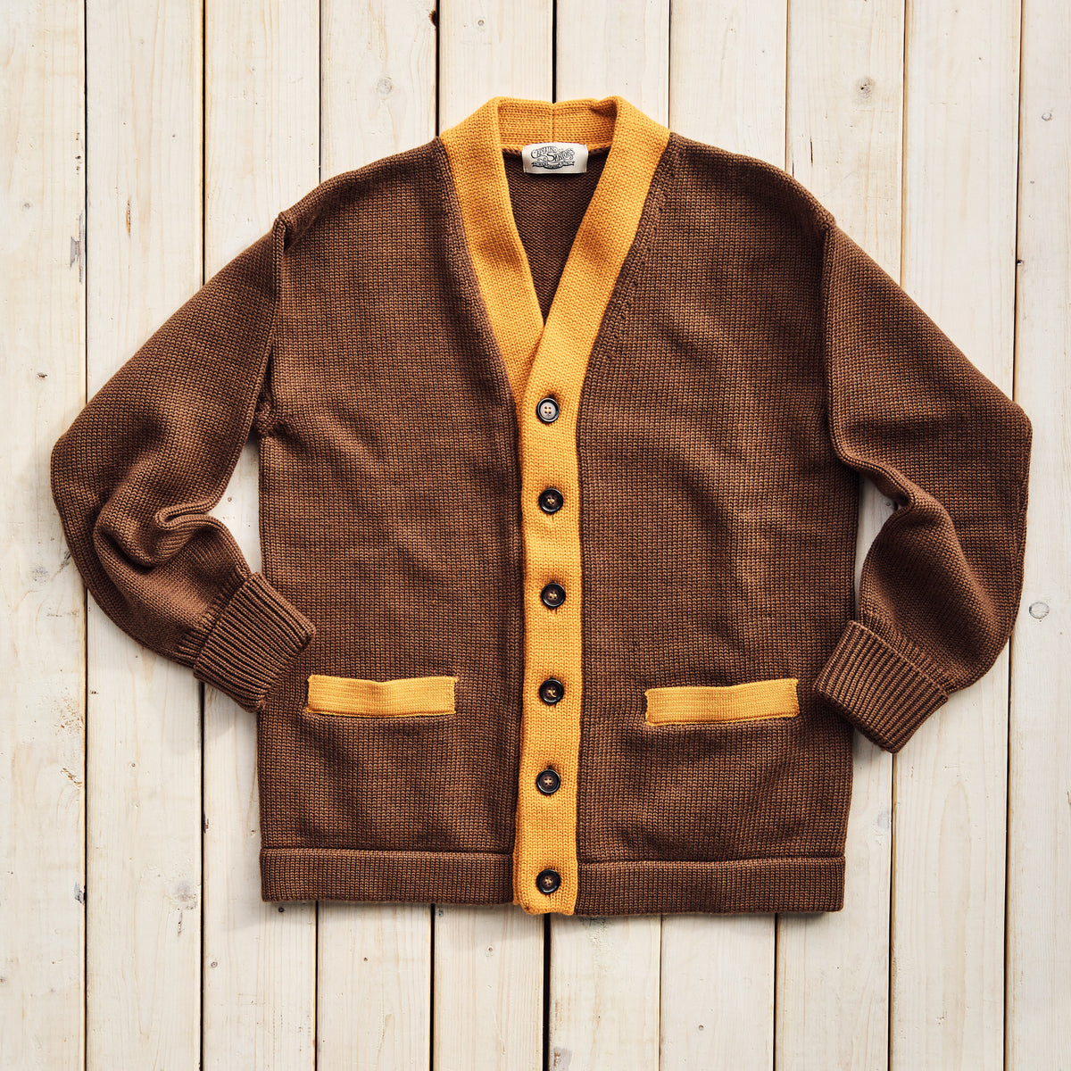 Captain Santors - Wool Collage Cardigan - BROWN