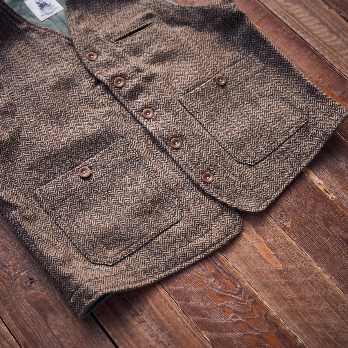 Captain Santors - Wool Vest - Brown/Green
