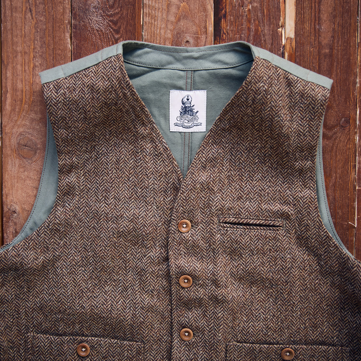 Captain Santors - Wool Vest - Brown/Green