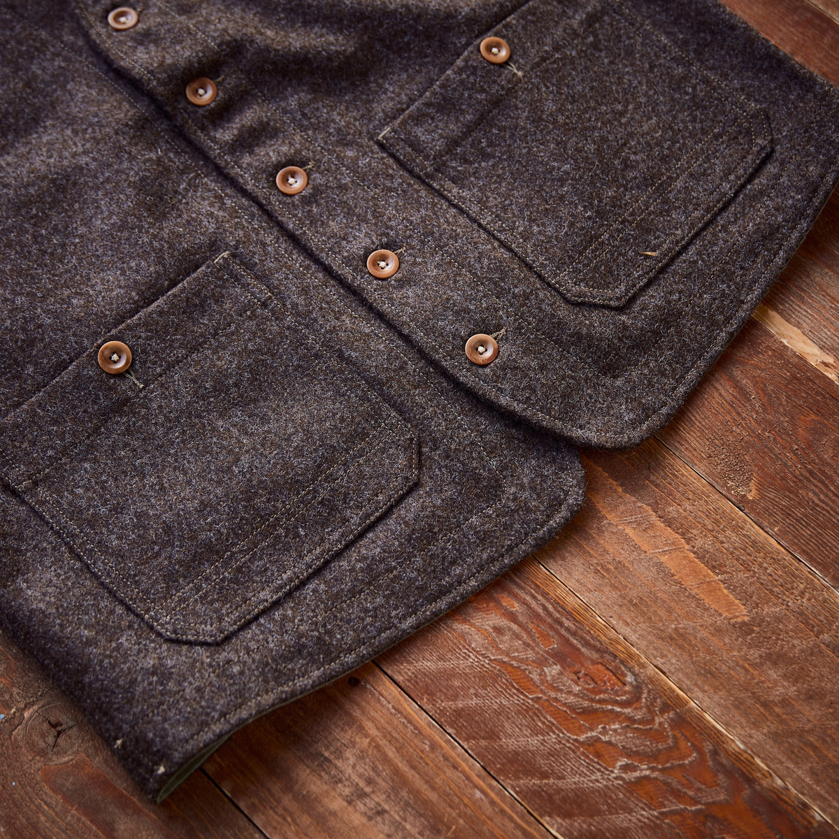 Captain Santors - Wool Felt Vest -  Dark brown/Green