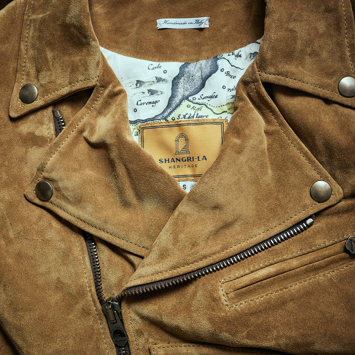 Shangri La Heritage “Chiodo” Golden Suede Leather Jacket