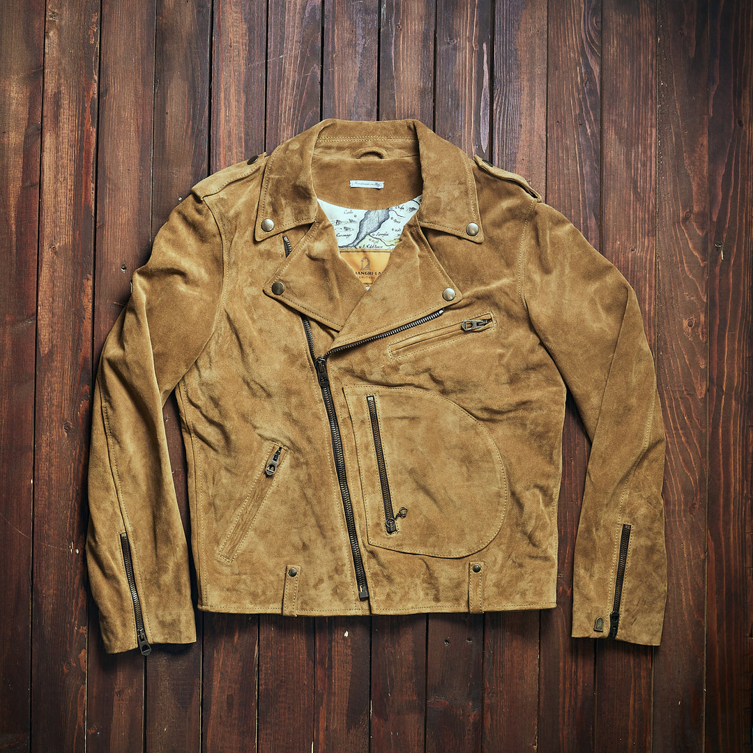 Shangri La Heritage “Chiodo” Golden Suede Leather Jacket