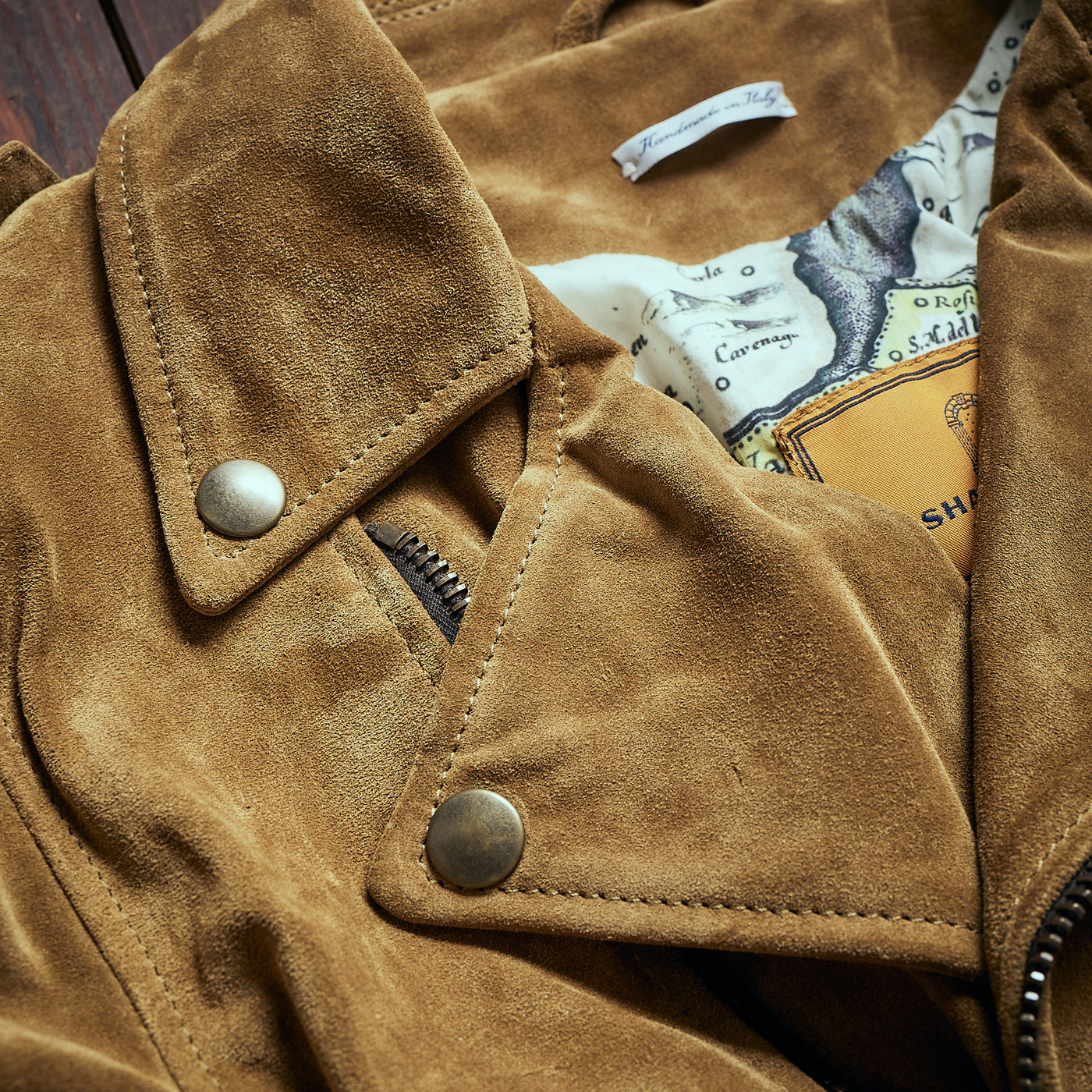 Shangri La Heritage “Chiodo” Golden Suede Leather Jacket