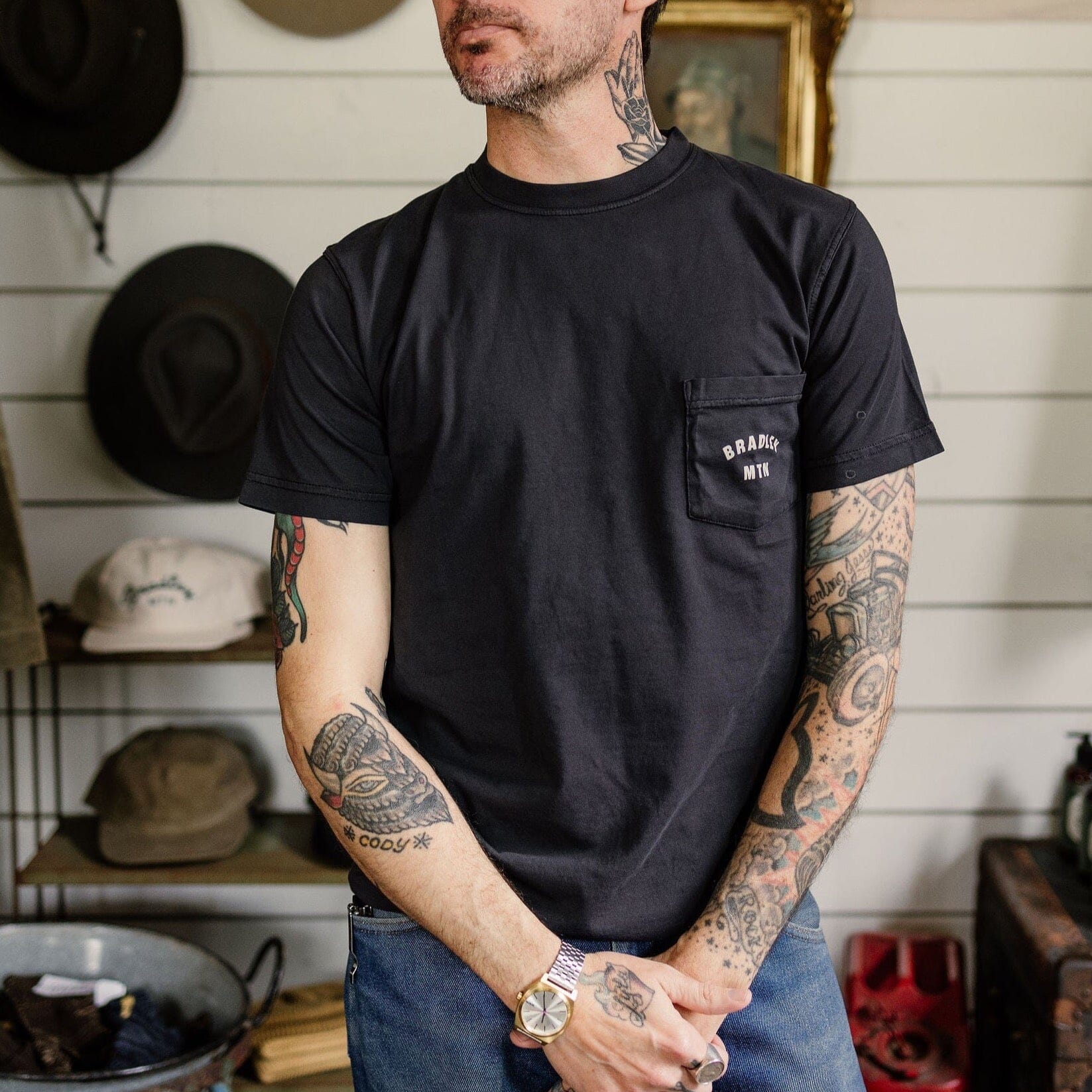 Bradley Mountain - Cowboy Pocket Tee - Vintage Black