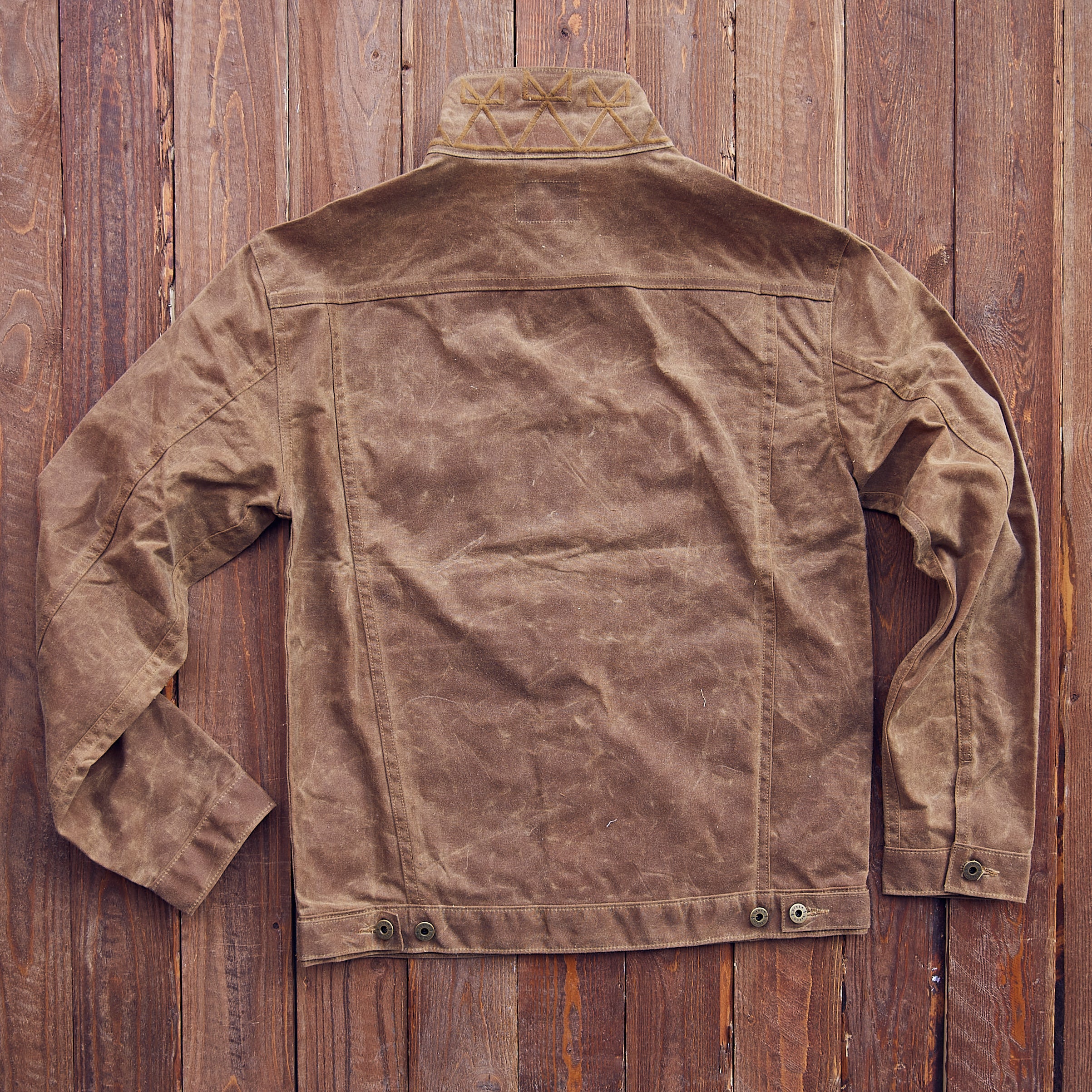 Ginew - Wax Canvas Rider Jacket - Brown - Point Collar