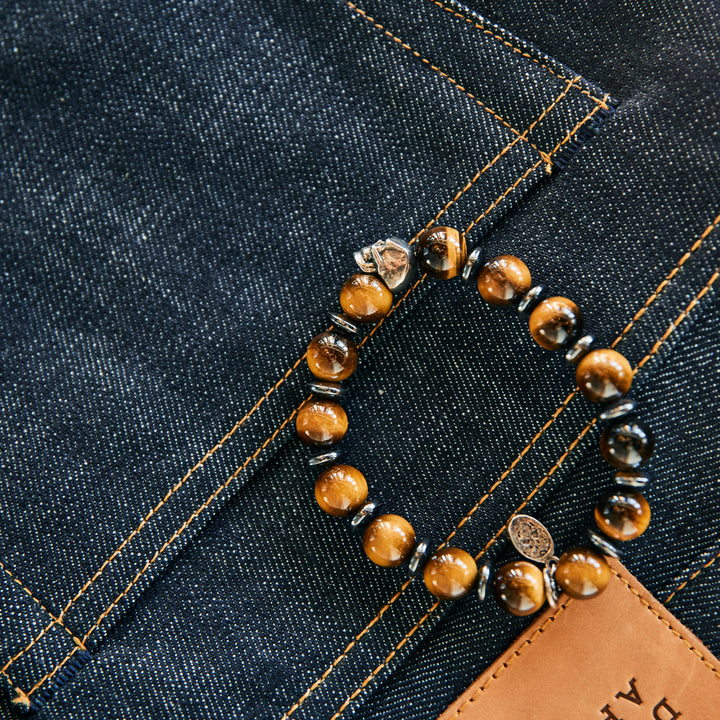 Bracelet - Bronzite bracelet - skull