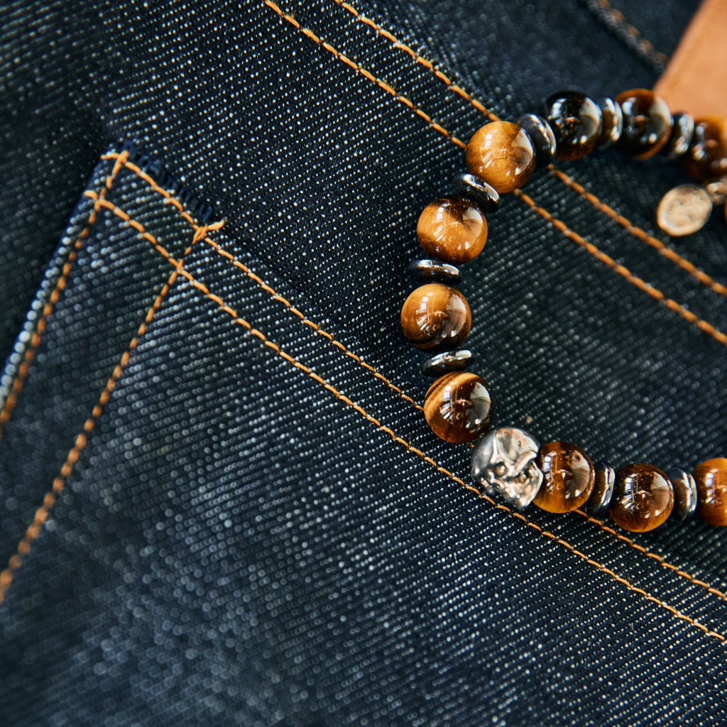 Armbånd - Tiger Eye Bronzite bracelet - skull