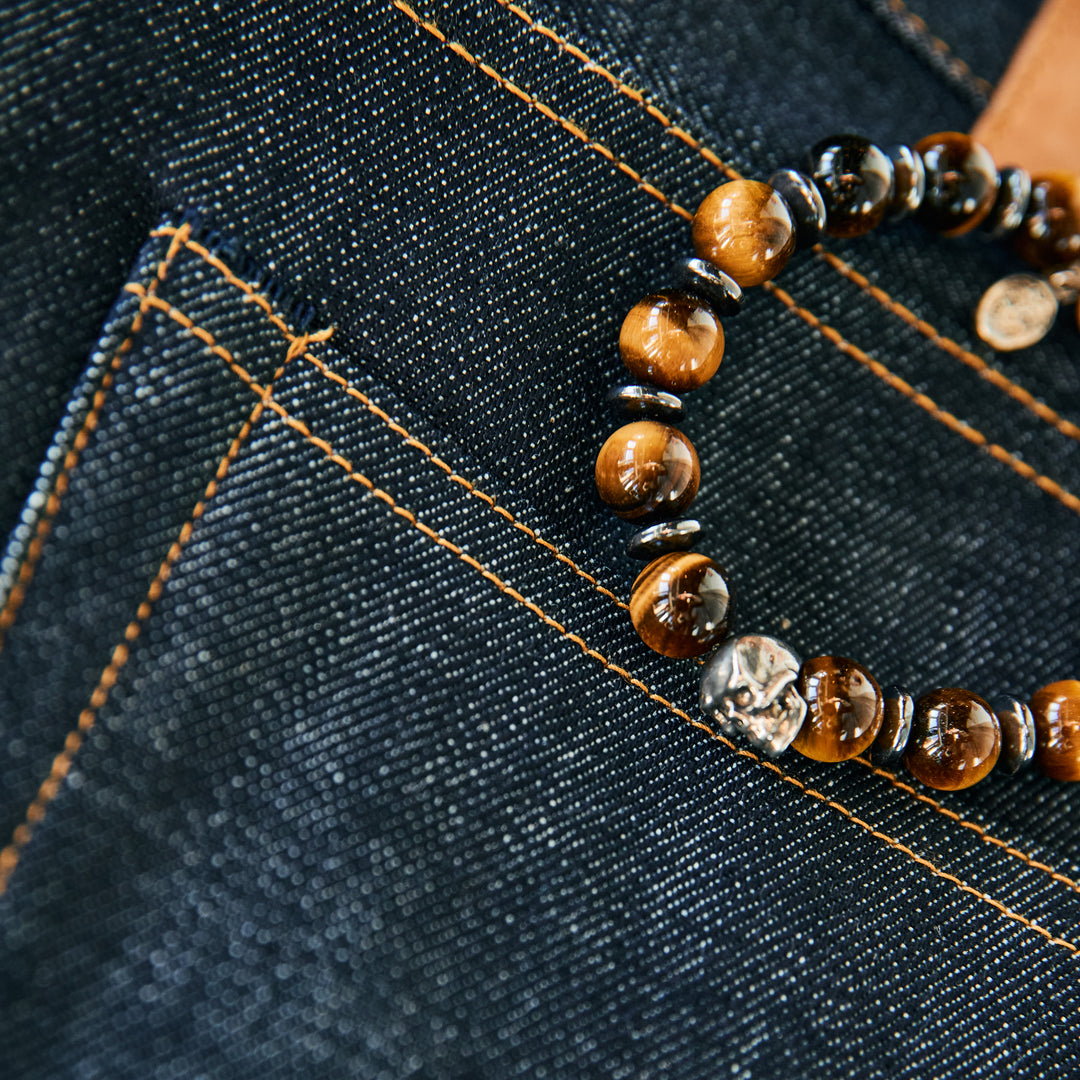 Bracelet - Bronzite bracelet - skull