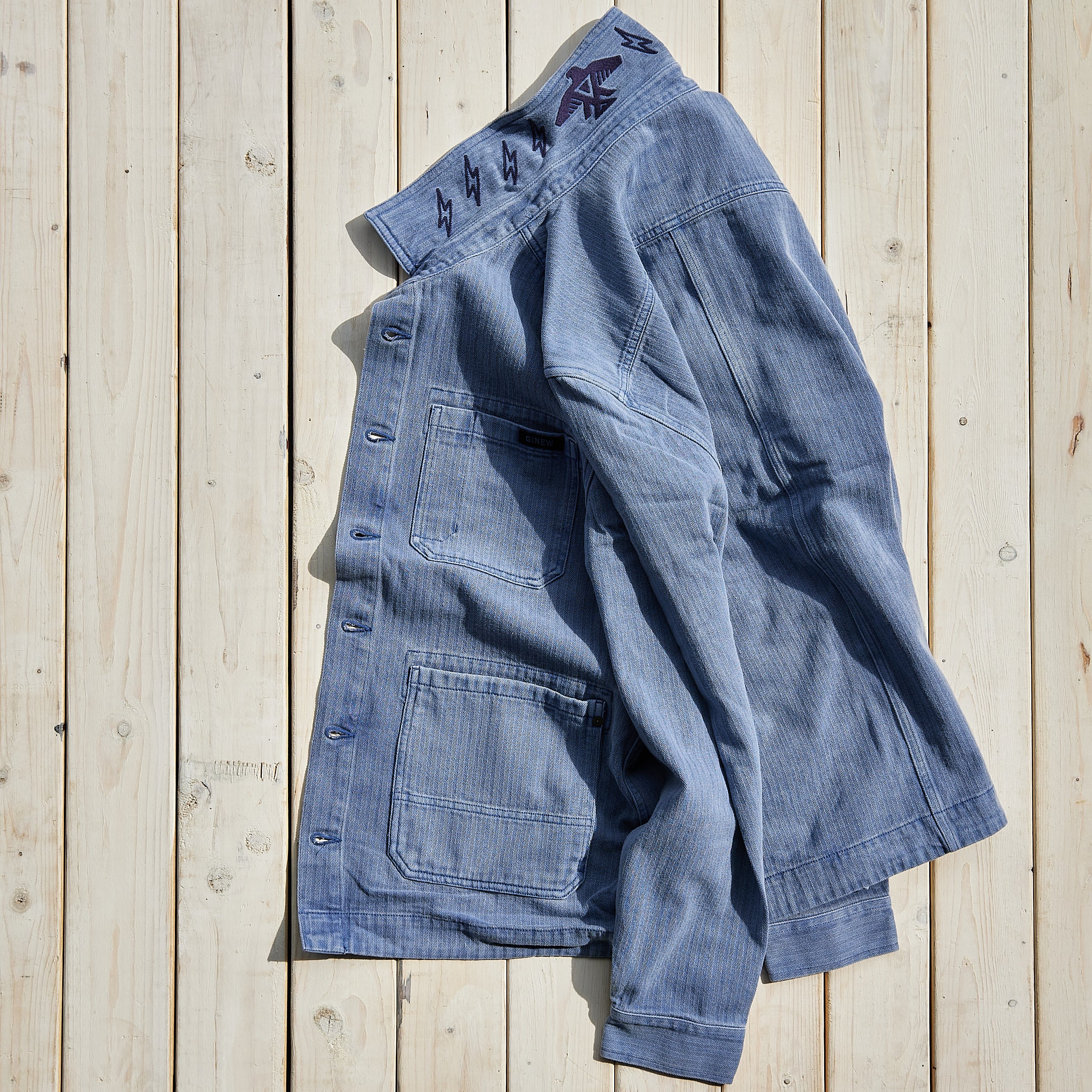 Ginew - Barn Jacket Indigo Herringbone