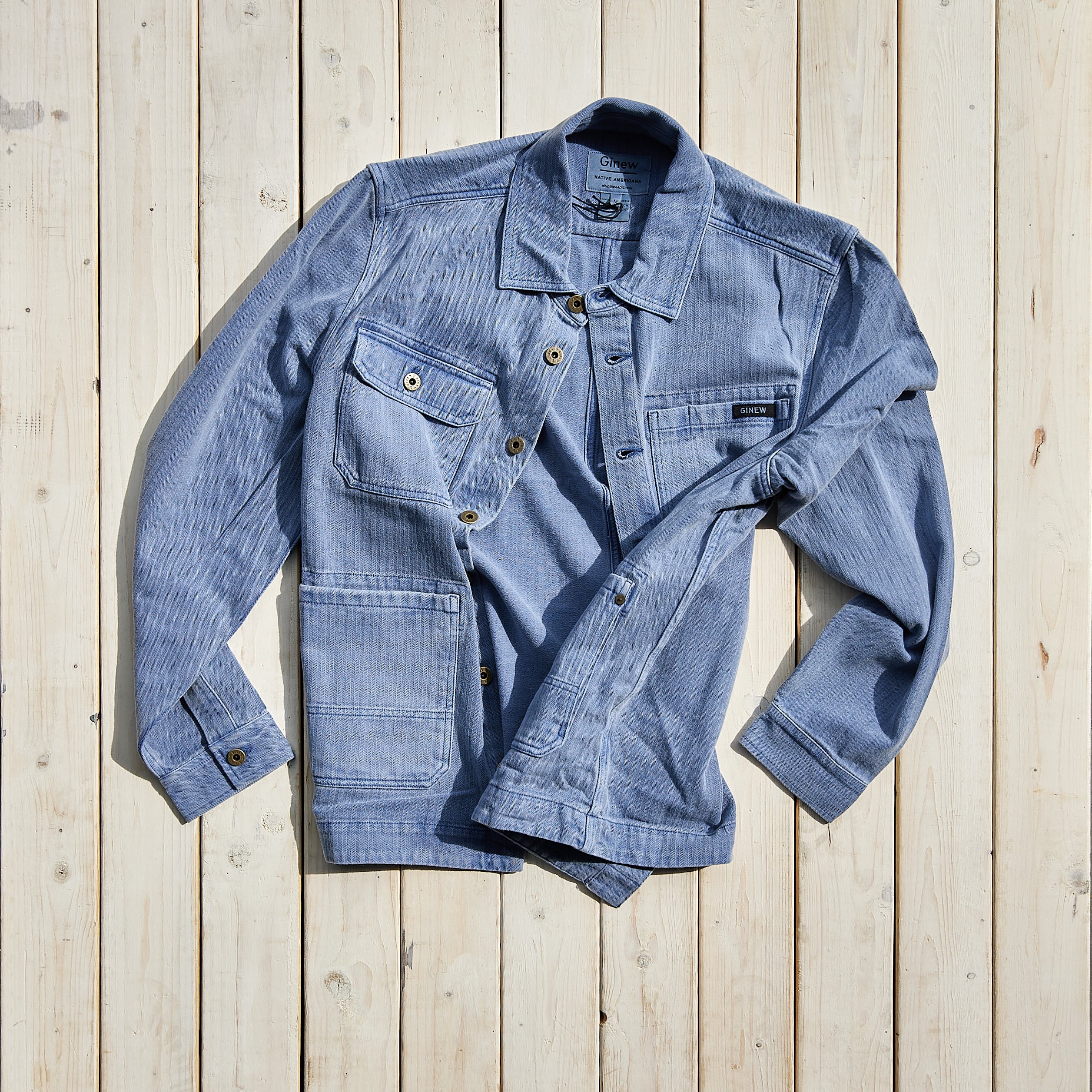 Ginew - Barn Jacket Indigo Herringbone