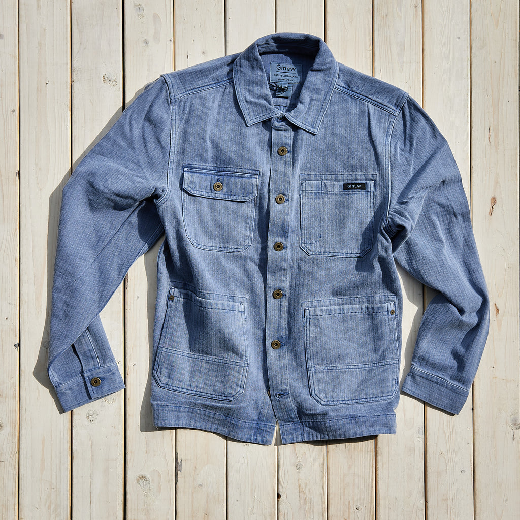 Ginew - Barn Jacket Indigo Herringbone
