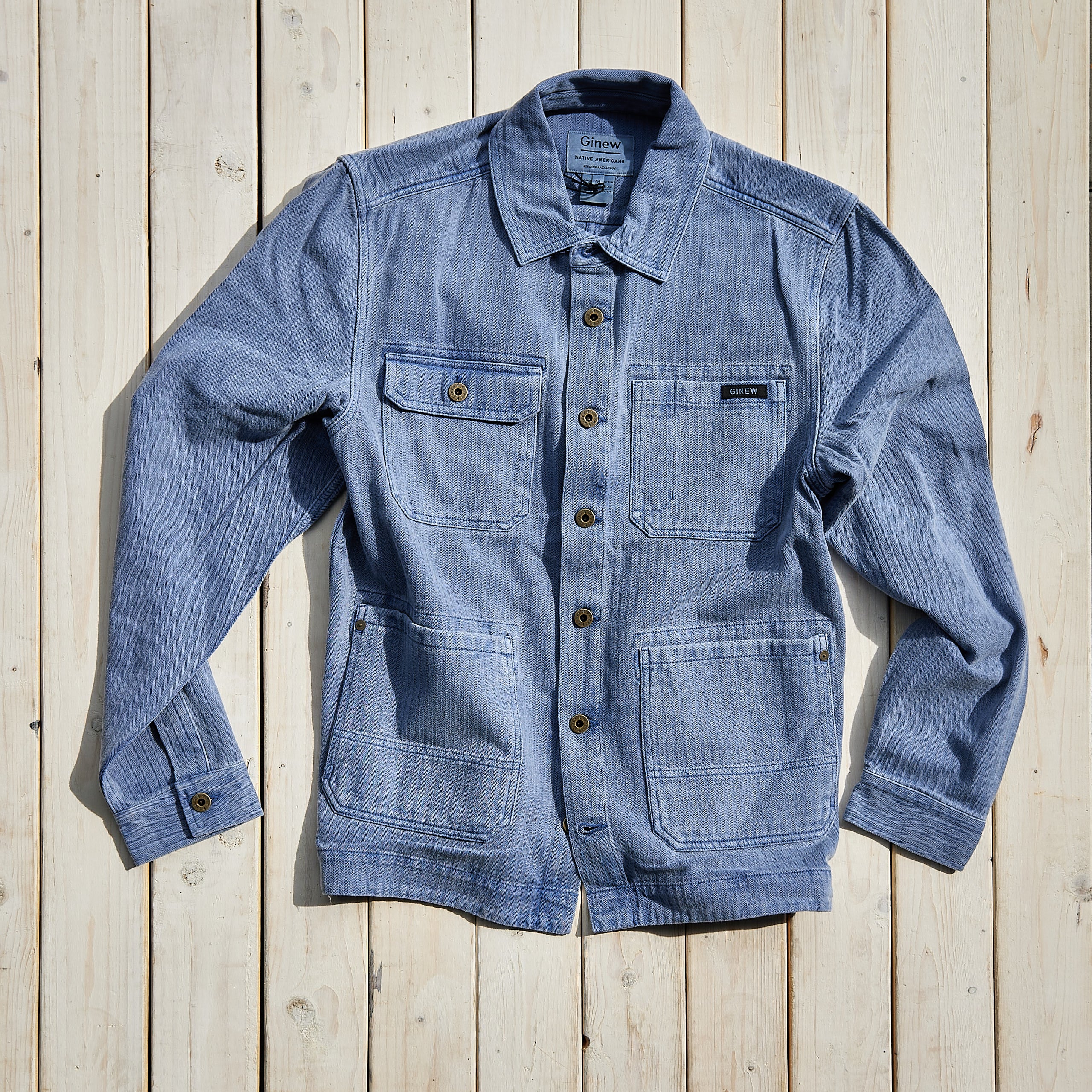 Ginew - Barn Jacket Indigo Herringbone