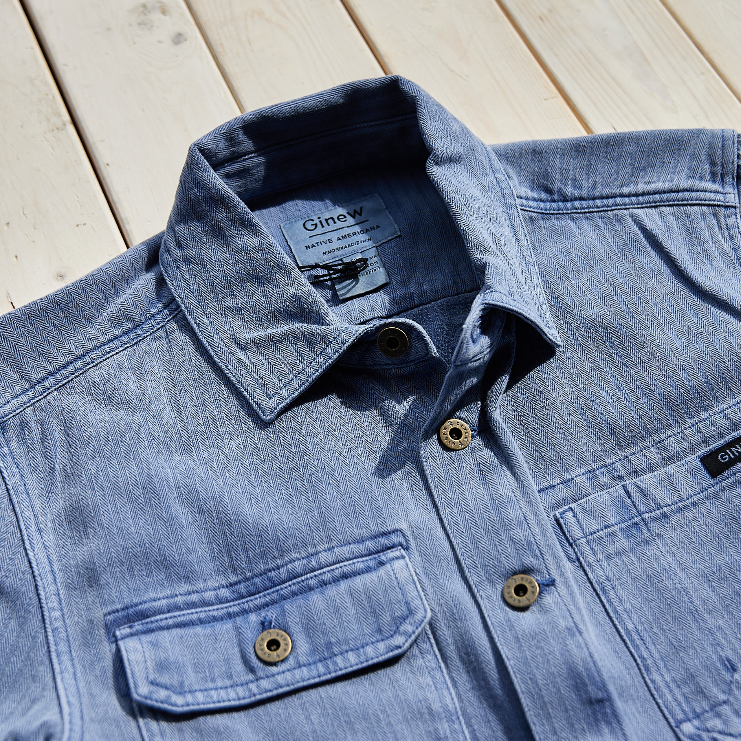 Ginew - Barn Jacket Indigo Herringbone