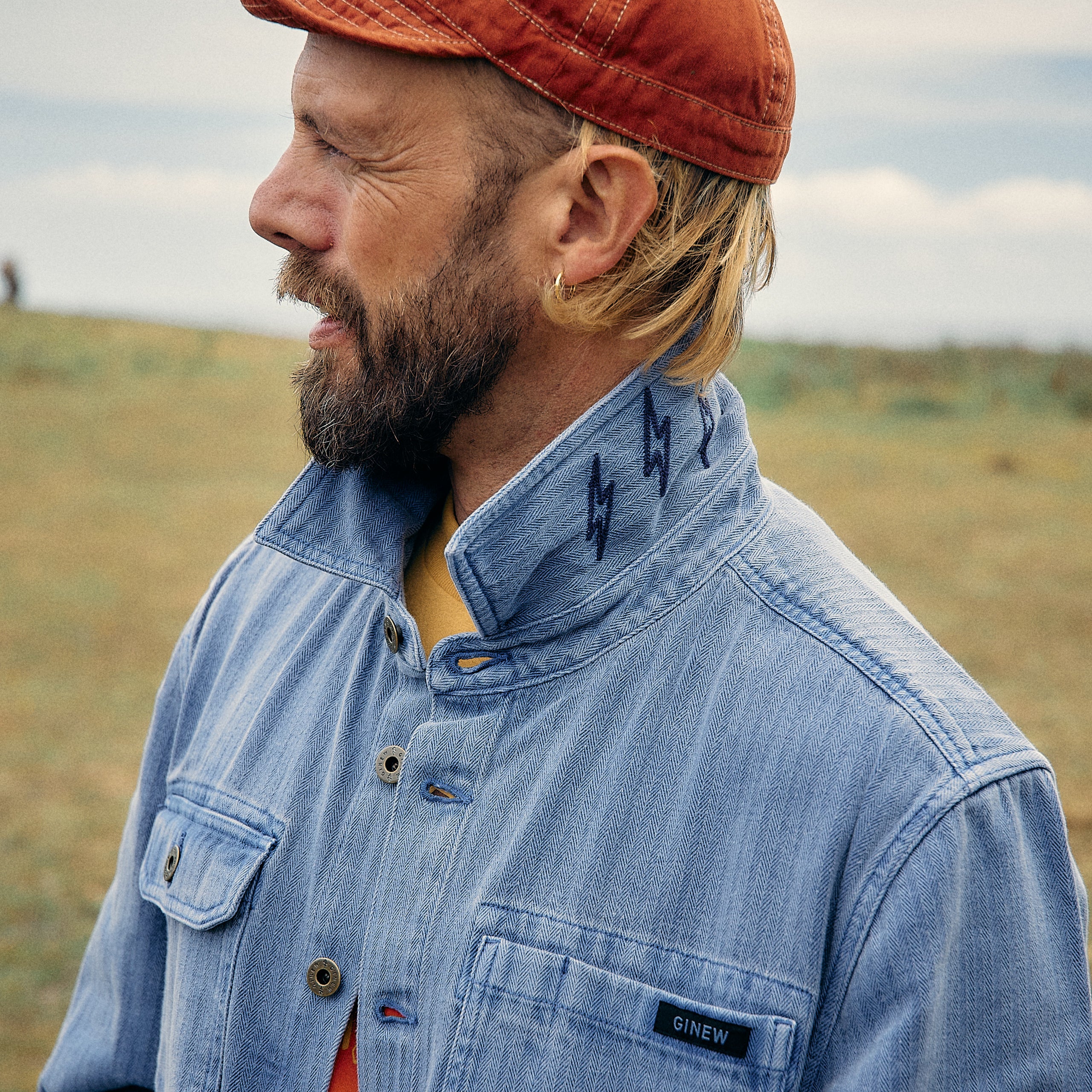 Ginew - Barn Jacket Indigo Herringbone