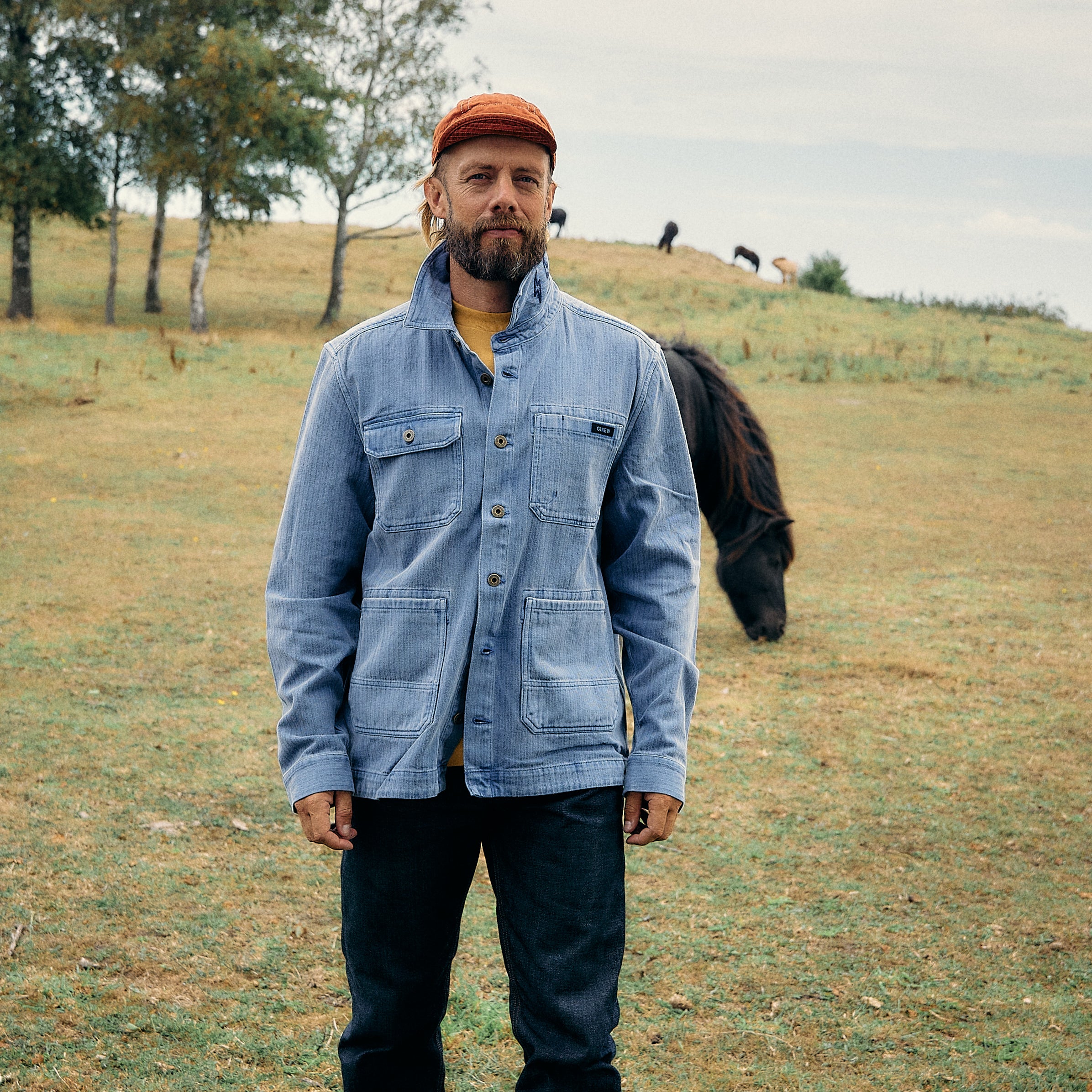 Ginew - Barn Jacket Indigo Herringbone
