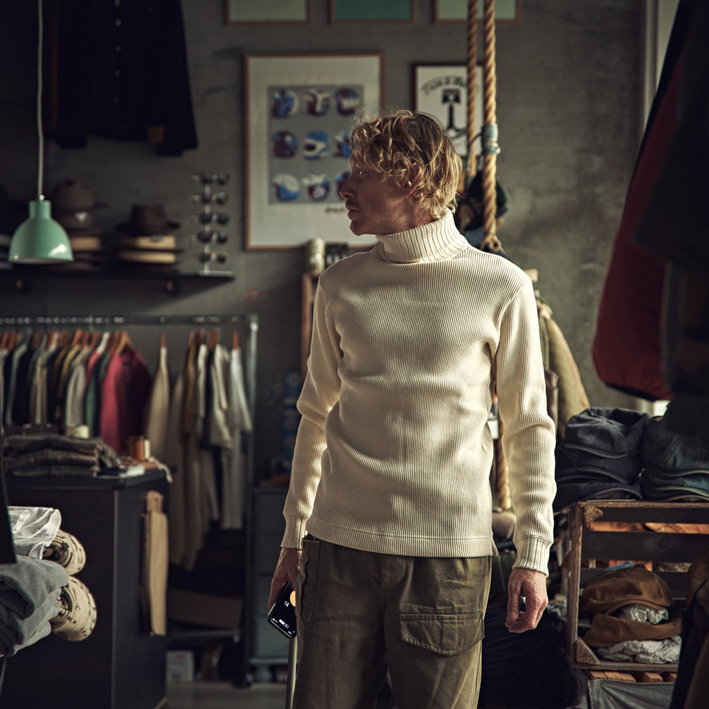 Nigel Cabourn - Rullekrave - Vaffel/Rullekrave - Råhvid