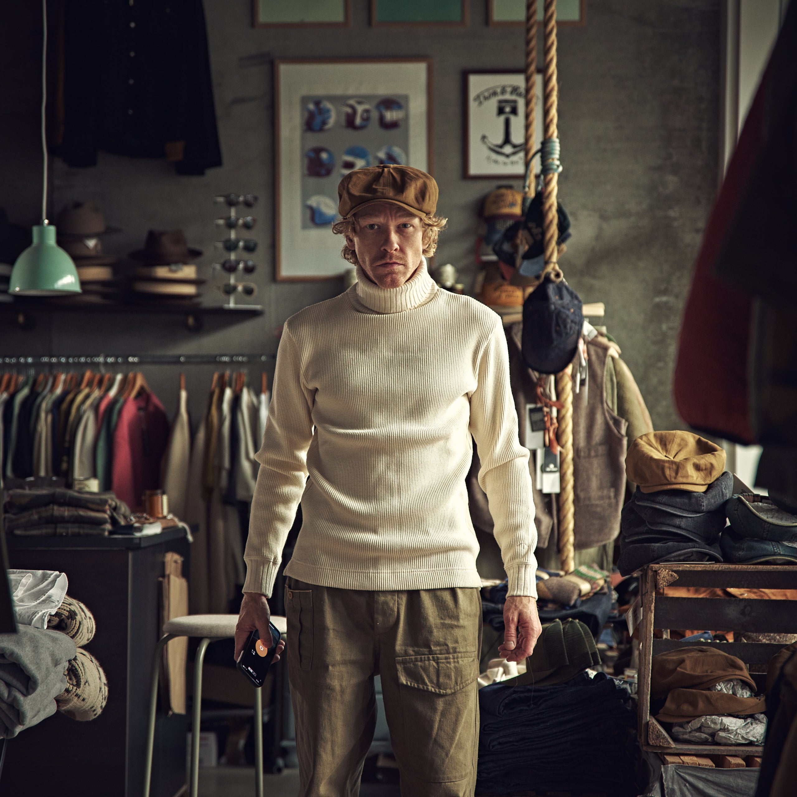 Nigel Cabourn - Rullekrave - Vaffel/Rullekrave - Råhvid