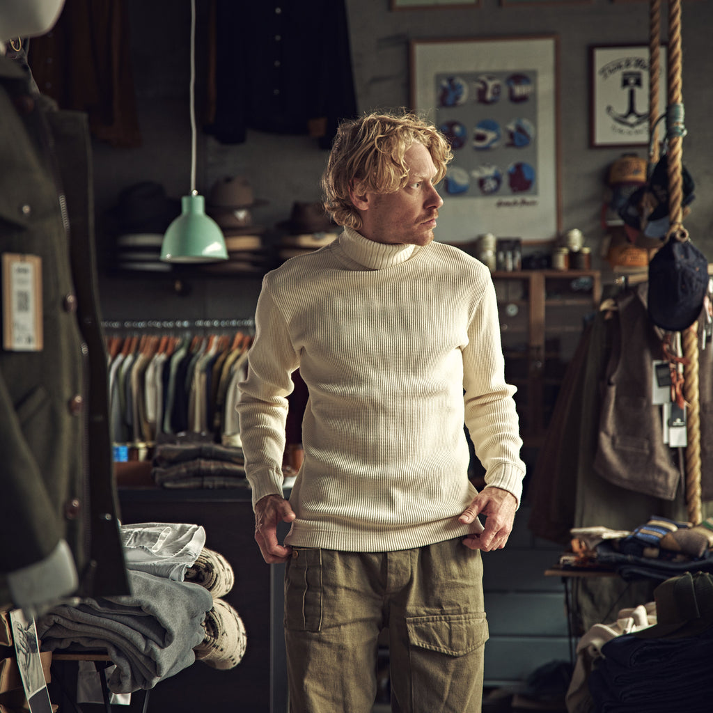 Nigel Cabourn - Rullekrave - Vaffel/Rullekrave - Råhvid