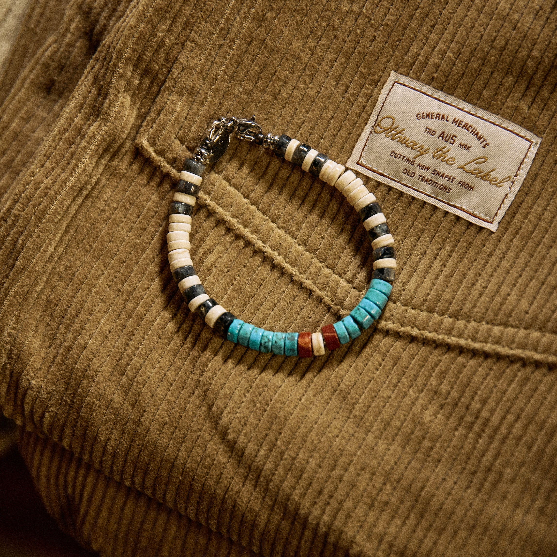 Armbånd - Larvikite & Heishi - Striped