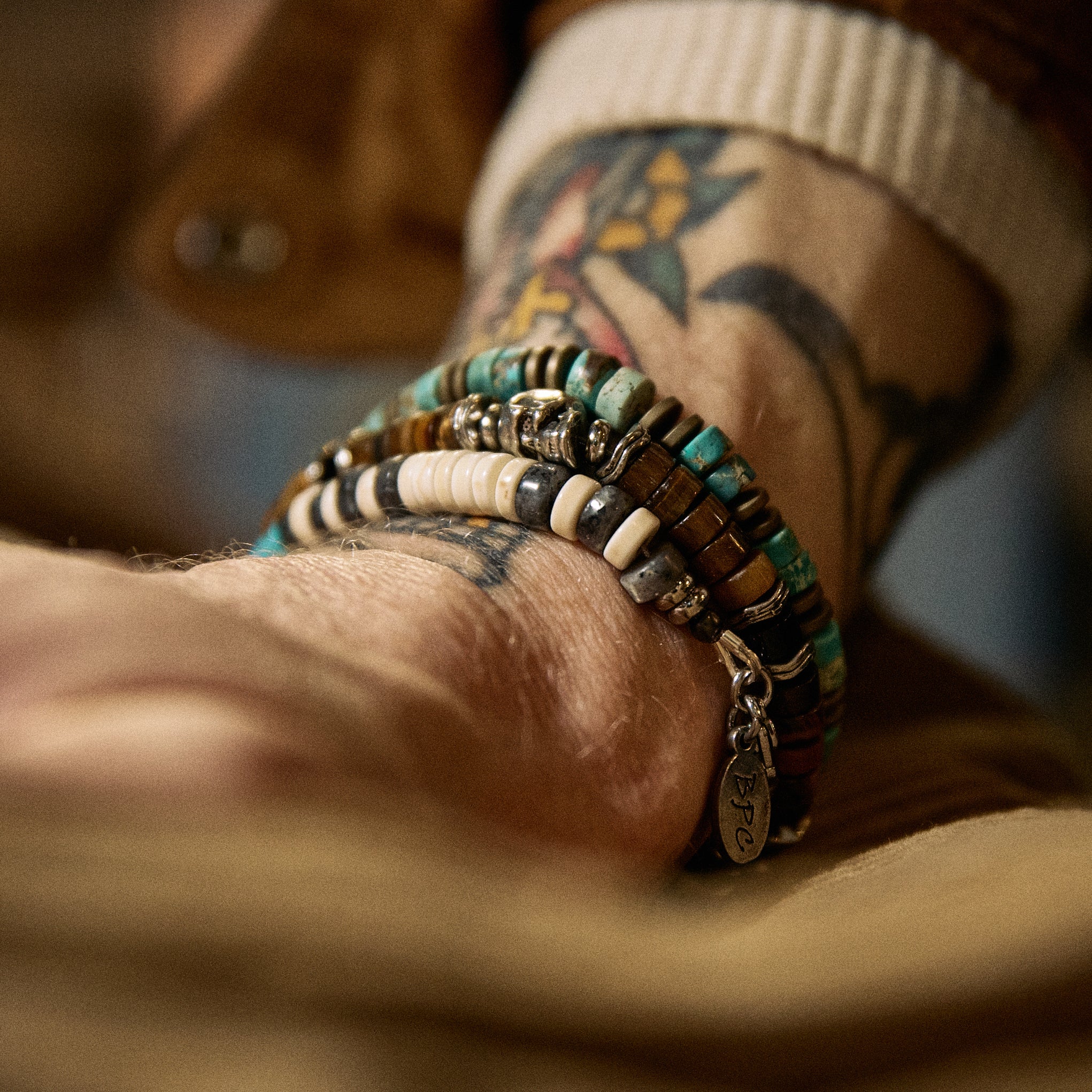 Armbånd - Larvikite & Heishi - Striped