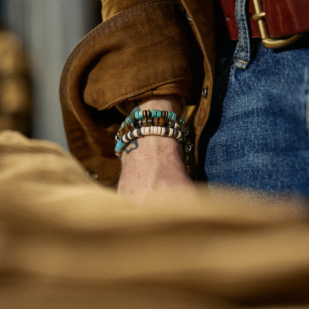 Armbånd - Larvikite & Heishi - Striped