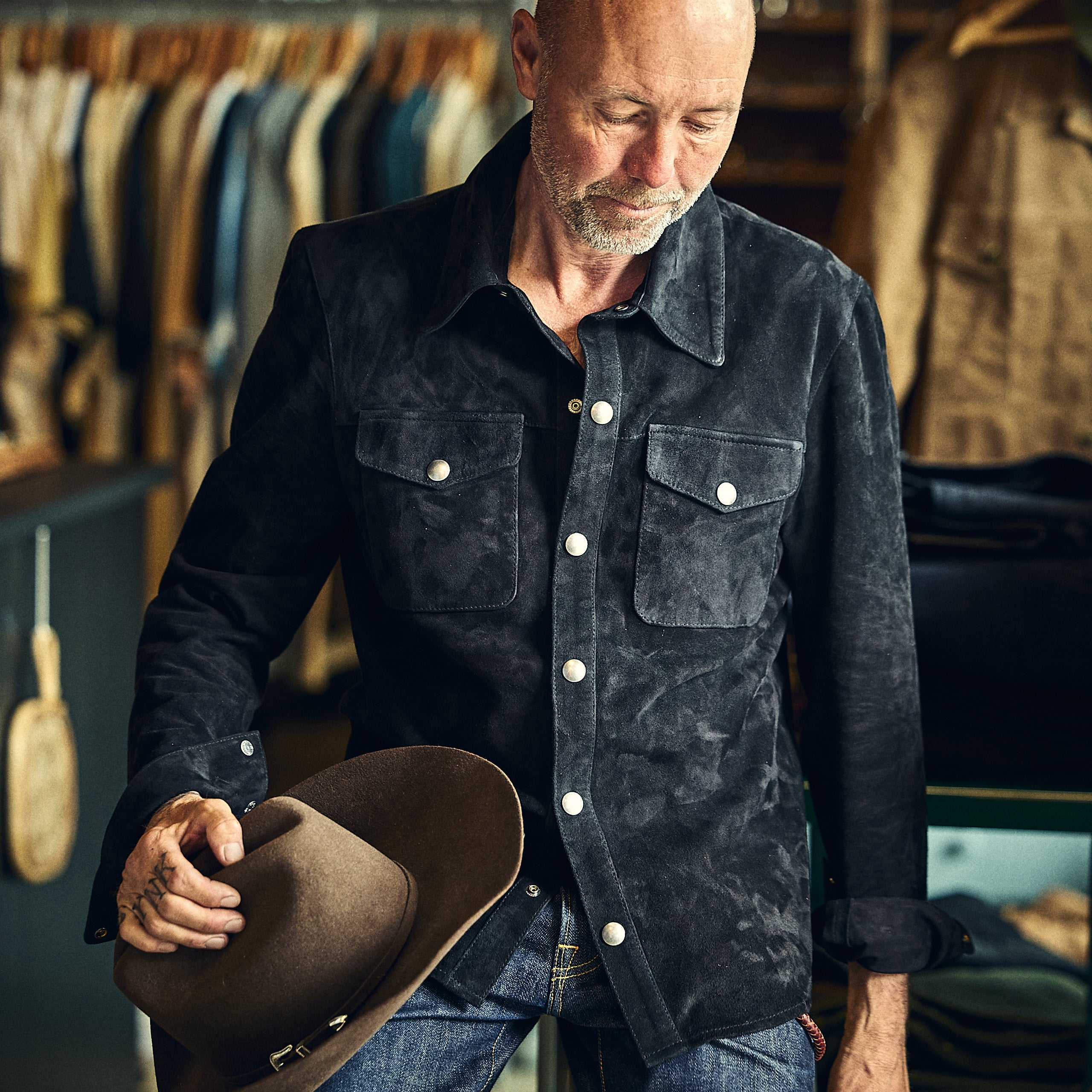 Iron & Resin - Rough Neck Shirt - Goat Suede
