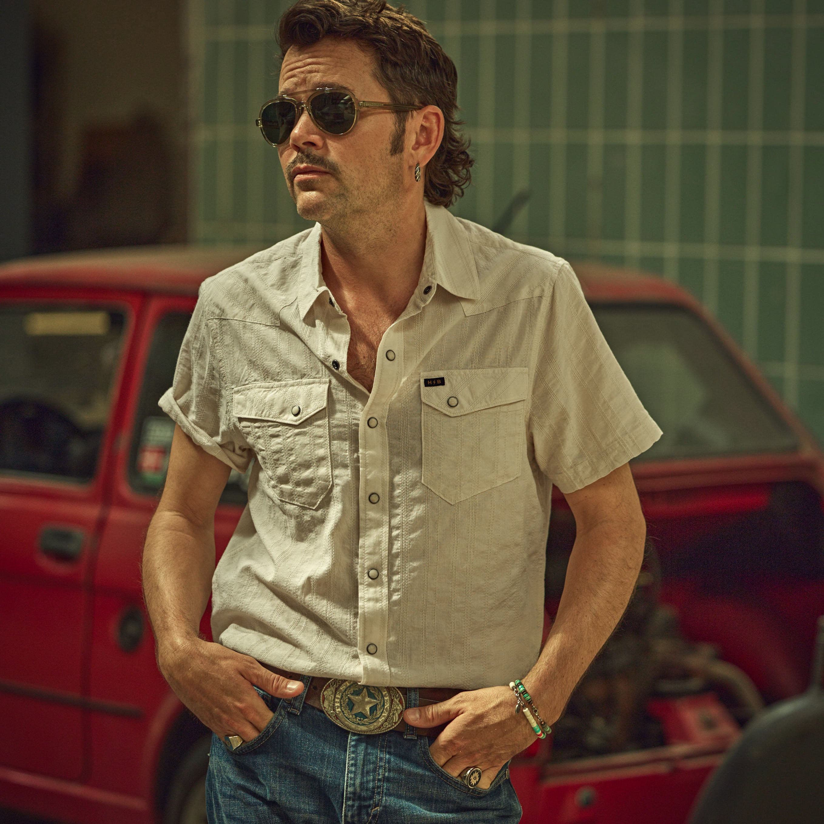Howler Brothers - H Bar B - Snapshirt - Eyelet Stripe Off White
