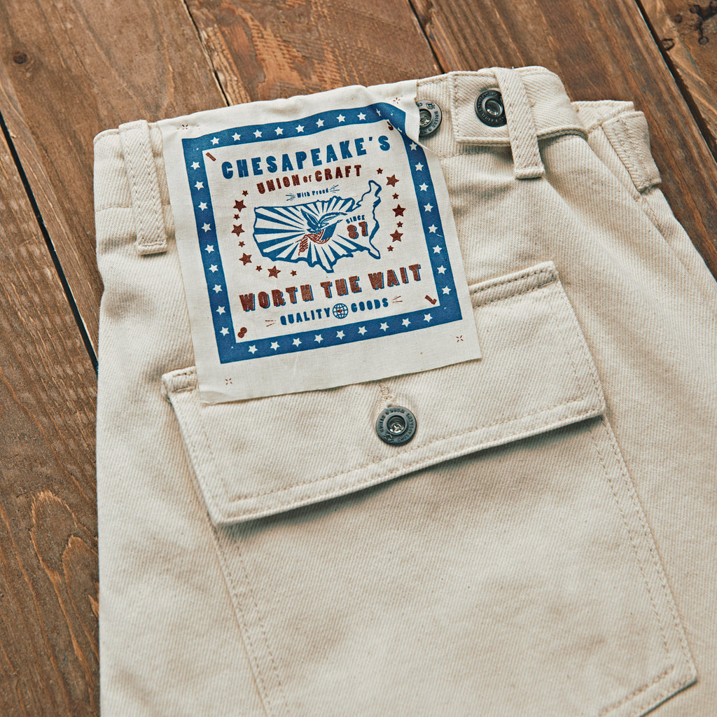 CHESAPEAKE'S - Fatigue Pant Denim Selvedge - Råhvid