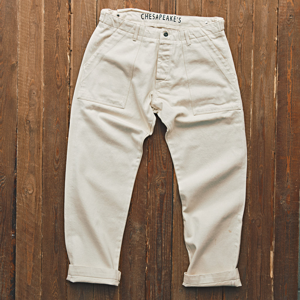 CHESAPEAKE'S - Fatigue Pant Denim Selvedge - Råhvid