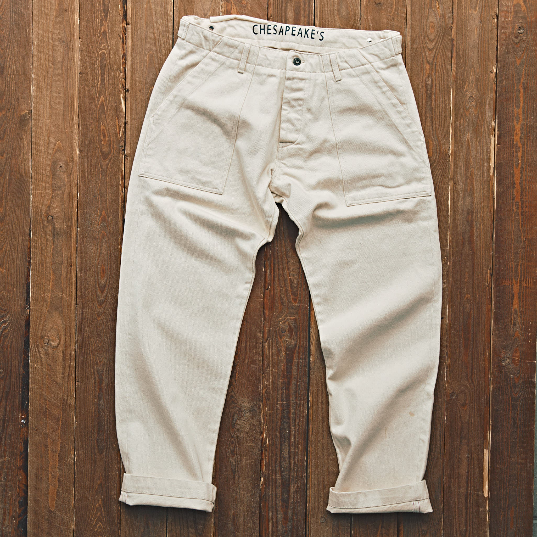 CHESAPEAKE'S - Fatigue Pant Denim Selvedge - Råhvid