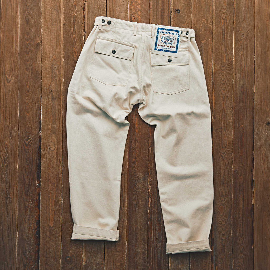 CHESAPEAKE'S - Fatigue Pant Denim Selvedge - Råhvid