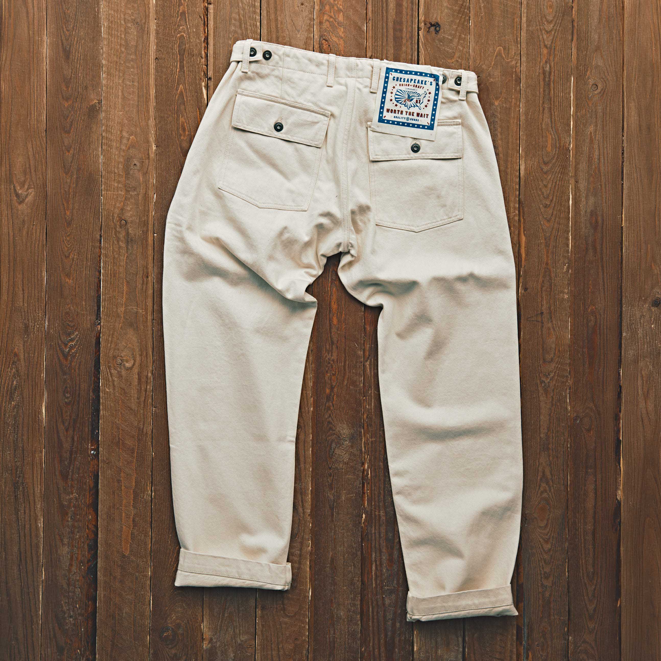CHESAPEAKE'S - Fatigue Pant Denim Selvedge - Råhvid
