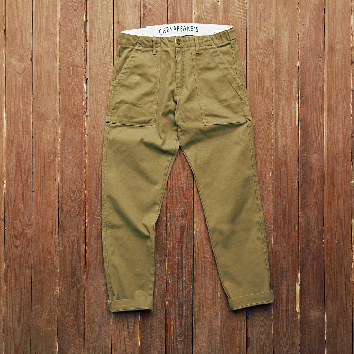 CHESAPEAKE'S - Fatigue Pants Degrase Canvas- grøn